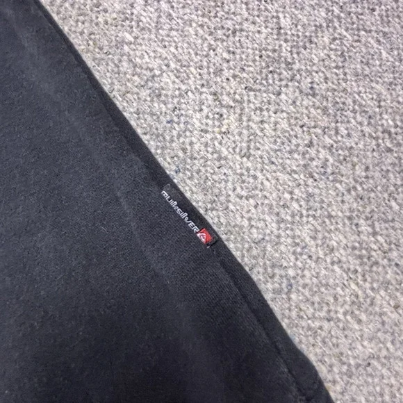 Y2K  Quiksilver Silver Crewneck Sweater Mens L Black Sweatshirt Classic Fit - Picture 7 of 8